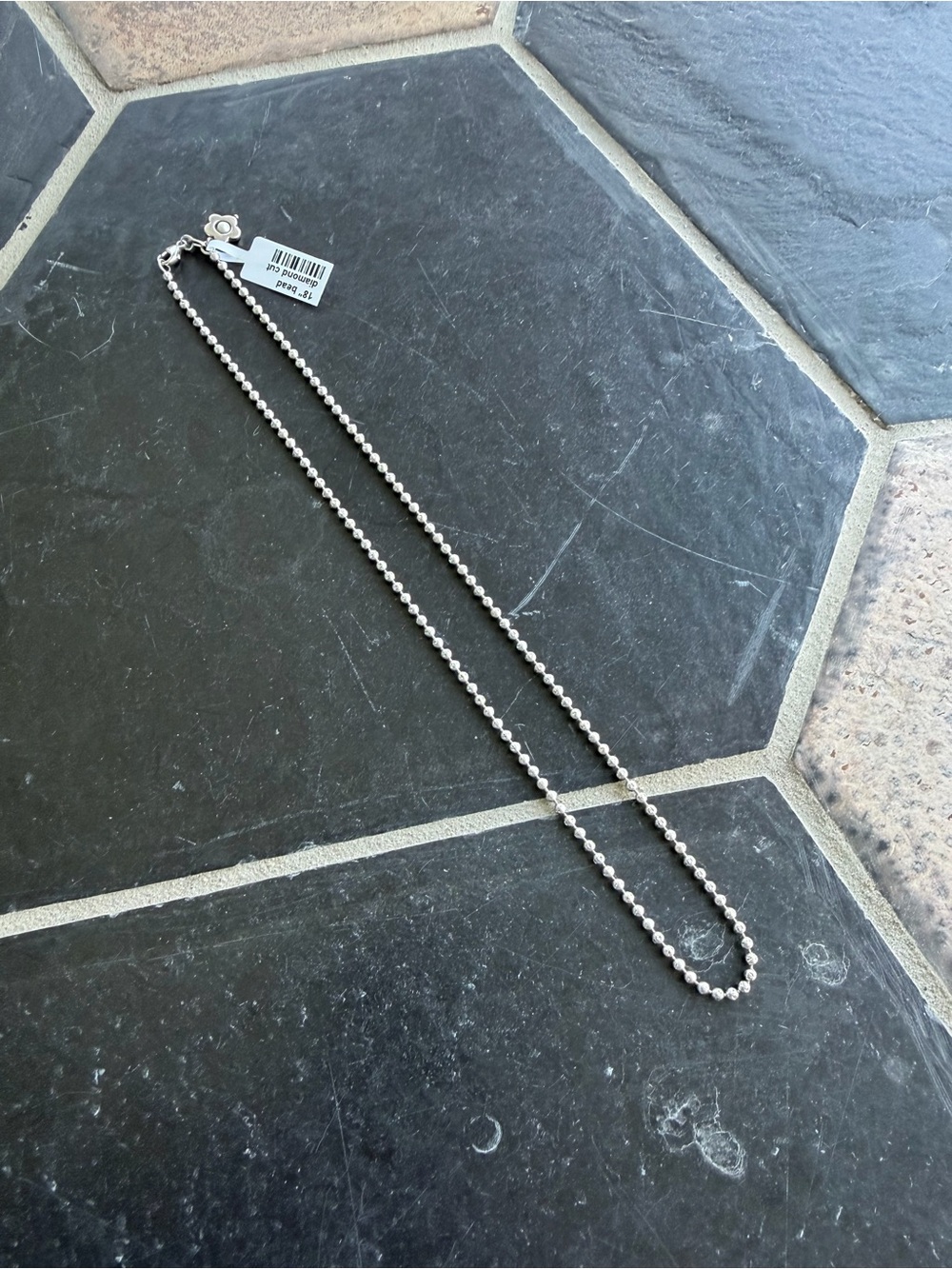 14kt. White Gold Bead Chain Necklace 18”